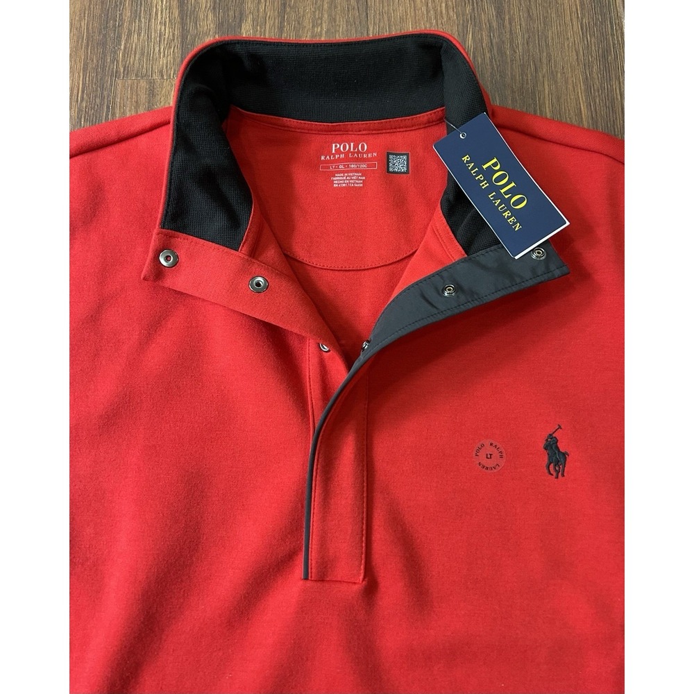 Polo Ralph Lauren Black Pony Classics Sweatshirt Snap Red Size LT New With Tags - Picture 3 of 16